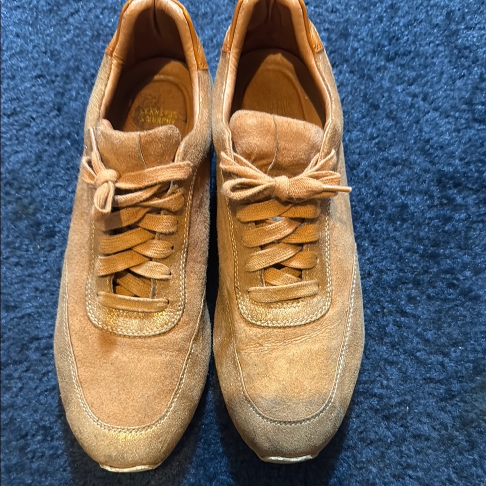Johnston&Murphy Tan Minimalist Lace-Up Sneakers woman Sz 10